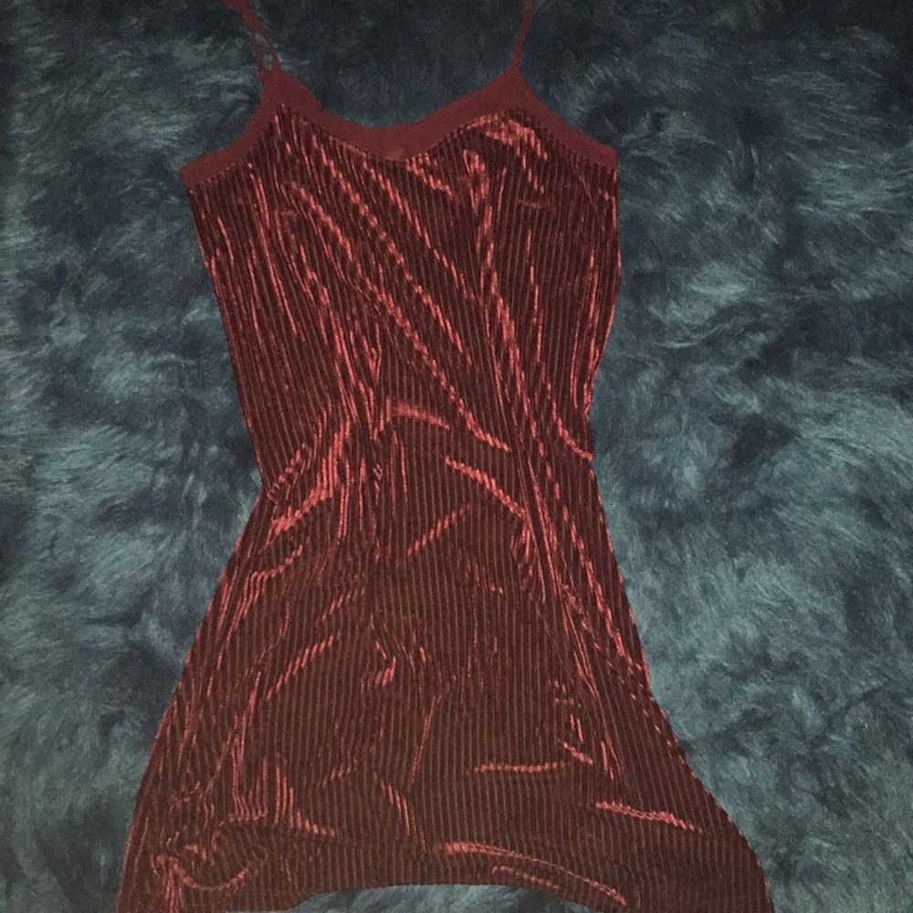 Crimson velvet slip dress
